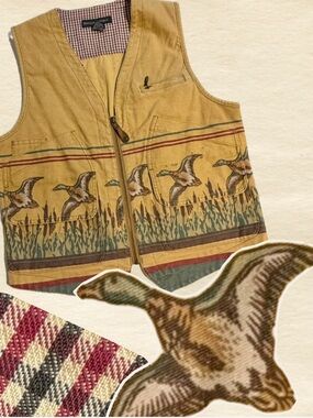 VINTAGE Banana Republic duck hunt canvas cotton vest sportsman safari adventure